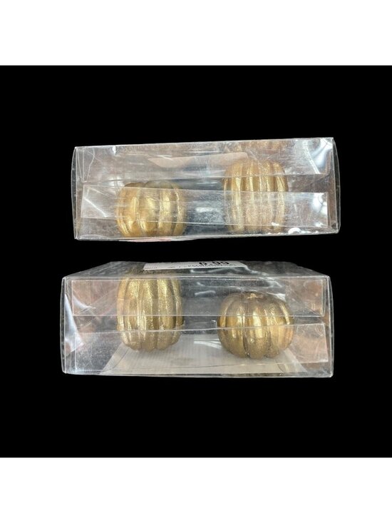 Bed Bath & Beyond Other - Set Gold Pumpkin Metal Taper Candle Holders - Bed Bath & Beyond New in Box
